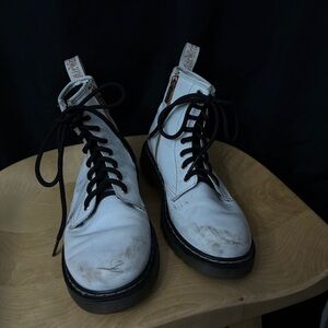 Dr.Martens White and Rose Leather Boots - 3 UK